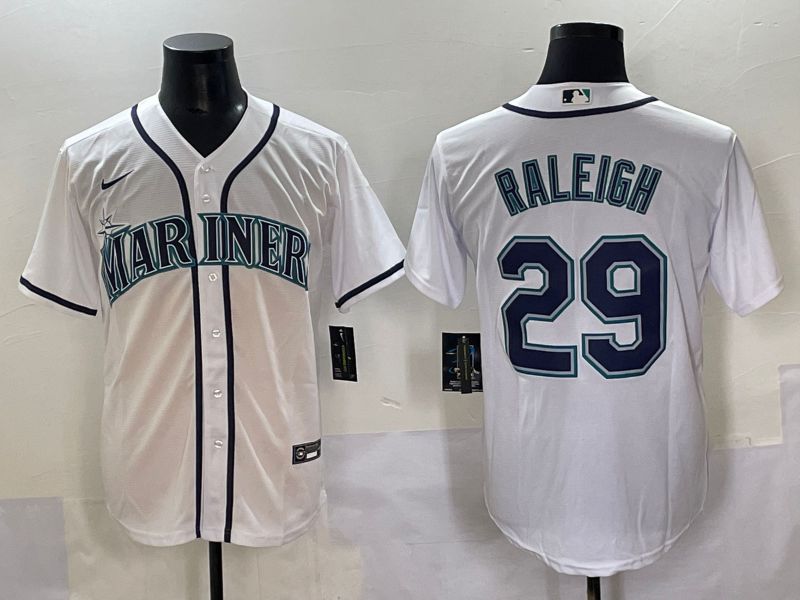 Men 2025 Seattle Mariners #29 Raleigh White Game Nike MLB Jersey style 1